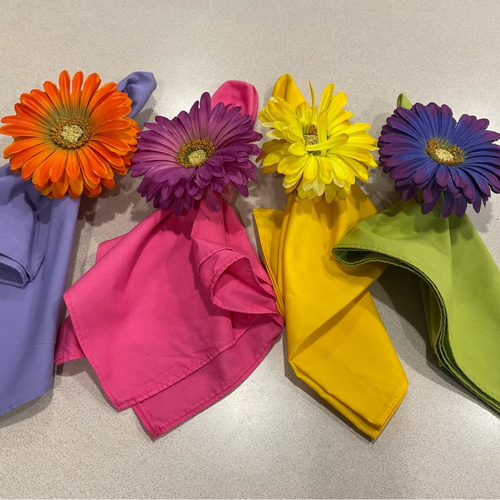 Napkins with flower rings set of 4